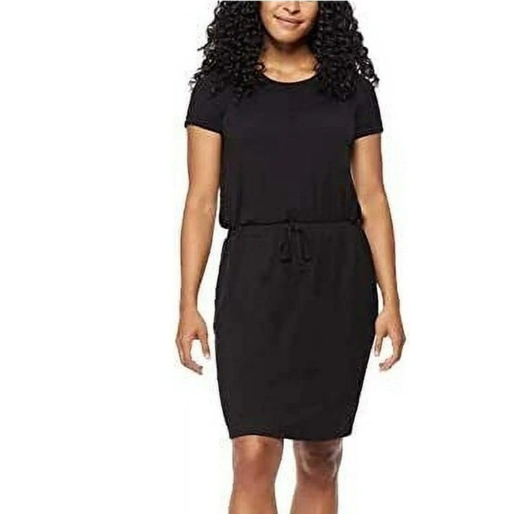 NWT‎ 32 Cool Versatile Black Drawstring Waist Short Sleeve Dress Comfort  Large